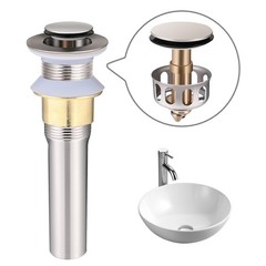 New Bathroom Pop Up Drain Vessel Basin Sink Stopper Brushed Nickel No Overflow
