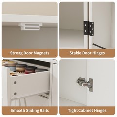 68″ Kitchen Pantry Cabinet, 6-Door Storage Hutch with Drawer & Shelves, White