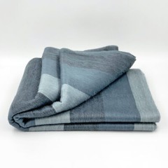 SOFT & WARM GRAY STRIPED ALPACA LLAMA WOOL BLANKET THROW QUEEN