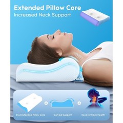 Cooling Memory Foam Pillow W/ Neck Support & Ear Pressure Relief Side Sleepers