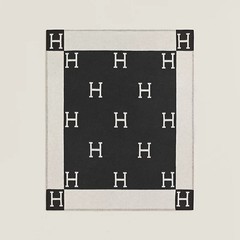 Hermes Avalon throw inspired blanket Classic Black/White Wool