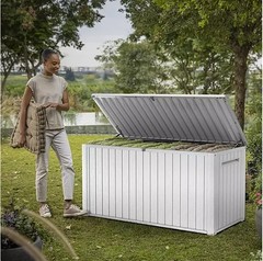 Keter 170 Gal. Resin Deck Box Large Indoor/Outdoor Storage White