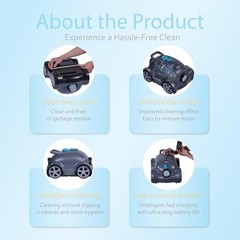 Cordless Wall Climbing Robotic Pool Cleaner for 2200 Sq Ft In-Ground Pools