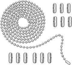 120in Stainless Steel Pull Chain Extender 3mm Ball Chain 12 Connectors Fan Light
