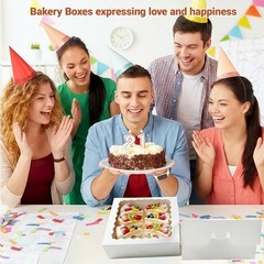 30 Pack White Pie Bakery Boxes with Window, 8 x 8 x 2.5 Inches Auto-Popup Coo…