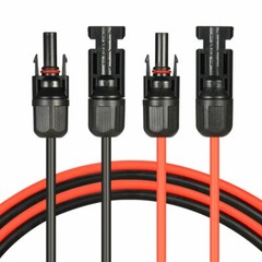 1 Pair Black+Red Solar Panel Extension Cable Wire Solar Connectors 10 AWG Gauge