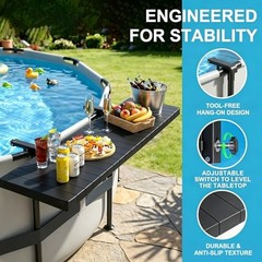 Swim Up Bar Table for Above Ground Pools – 49.4″×9.6″ Galvanized Iron Black