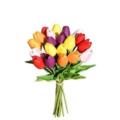 20pcs Multicolor Flowers Artificial Tulip Silk Flowers 13.5″ for Multi Color