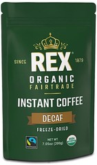 Rex Coffee Organic Fairtrade Natural Decaf Freeze-Dried Instant Arabica 7.05 oz