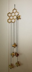 Bees And Honeycomb Wind Chime Hive Metal Garden Bumble Bee Windchime