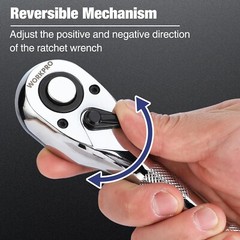 WORKPRO 3PC Stubby Ratchet Set 1/4″ 3/8″ 1/2″ Drive Ratchet Handle Quick Release