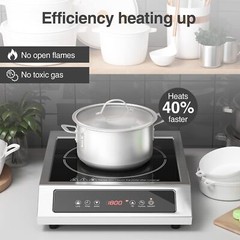 Commercial Electric Induction Cooktop Electric Hot Plate Touch Screen 1800W 110V