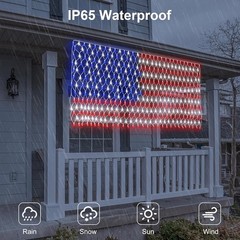 DBFAIRY Solar American Flag Lights Outdoor,420 LEDs American Flag Net Lights