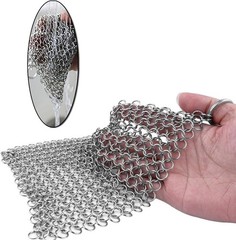 316L Stainless Steel Chainmail Scrubber 8×6 Cast Iron Pan Cleaner Rustproof
