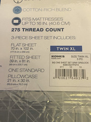 The Big One Easy Care Sheet Set Twin XL Dorm Size Gray Color and Gridlock Design