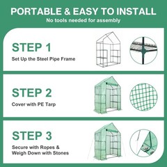 Portable Mini Walk-in Greenhouse 3 Tiers 6 Shelves Outdoor Green House PE Cover