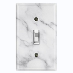 Metal Light Switch Outlet Cover Wall Plate White Grey Marble PRINT MBL109