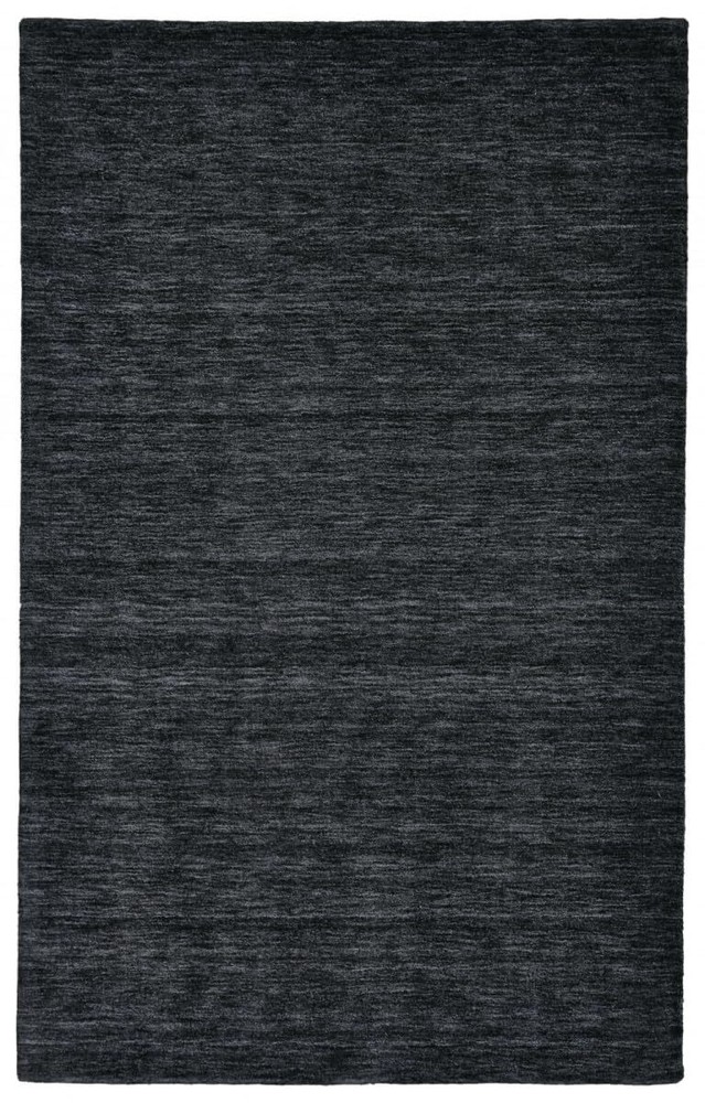8′ X 11′ Black Wool Hand Woven Area Rug