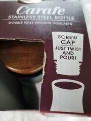 New Manna Carafe Stainless Steel Bottle Double wall insulated, 50 oz. 1.5 L
