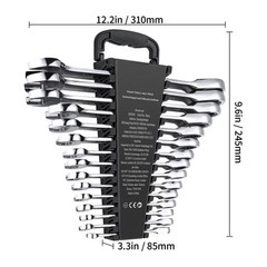 Combination Wrench Set 30 PCS SAE 1/4″ to 1″, Metric 8mm to 24mm Organizer Rack