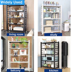 5-Tier Foldable Shelving Unit on Wheels 397LBS Heavy Duty Metal Storage Rack