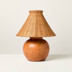Wood Base with Rattan Shade Accent Table Lamp – Hearth & Hand