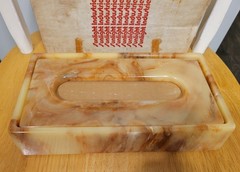 NEW VINTAGE / Rectangle Marbleized Faux Marble Tissue Paper Holder Box Bathroom