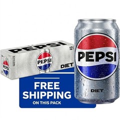Diet Pepsi Cola Soda Pop 12 fl oz 12 Pack Cans Free Shipping