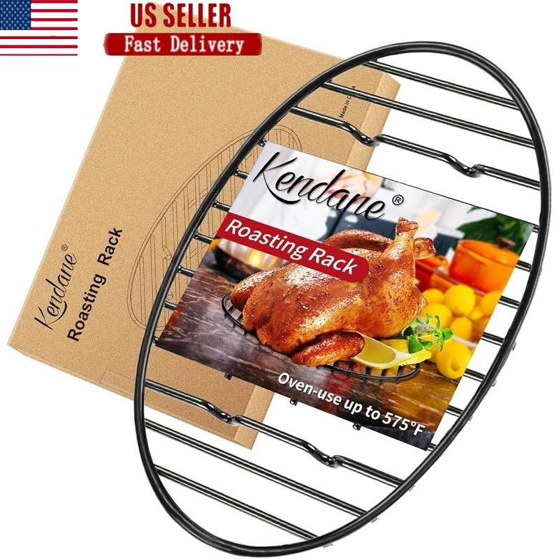 Roasting Cooling Rack Roaster Pan Oven Safe Multi-Use Heavy Steel Cooking Tool