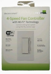 NIB LEVITON Decora Smart 4-Speed Wi-Fi Controller Technology No Hub White #DW4SF