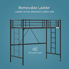 Loft Bed Twin Loft Bunk Bed Frame with Stairs Flat Ladder Rung for Kids Adults