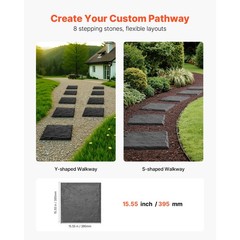 Uimoso Set of 8 Grey Walkway Pavers with Stakes, 15.5×15.5 in Decorative Stones