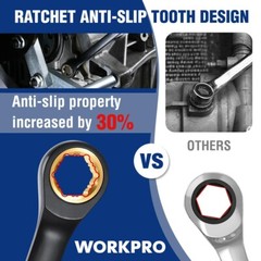 WORKPRO 10PC Extra Long Ratcheting Wrench Set 8-19mm Combination Metric 72-Teeth