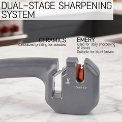 Pull-Through Knife Sharpener W/ 2 Stages Coarse & Fine Sharpening Tool Kitchen