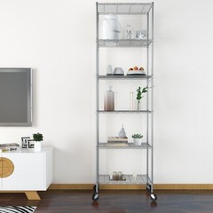 Carbon Steel Metal Shelf Organizer with Hooks for Kitchen DIY Combination Design