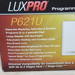 LuxPro P621U Thermostat for Heat & AC and Heat Pumps 2 Stages Heat 1 Stage Cool