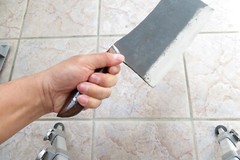 Crude – 8 Inch Small Handle Rivet Carbon Steel Meat Cleaver, Forged, Small Hands
