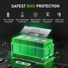 12V 200Ah LiFePO4 Lithium Battery Deep Cycle Built-in BMS for Solar RV Off-Grid