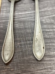 VINTAGE Antique RESILCO NICKEL SILVER SHEFFIELD DESSERT SPOONS x 6