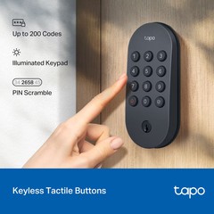 TP-Link – Tapo DL100 Smart Wi-Fi Deadbolt Door Lock Keyless Tactile Buttons…