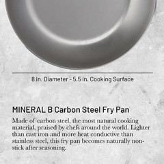 MINERAL B Pro Carbon Steel Fry Pan – 8” Diameter, 5.5” Cooking Surface – Idea…