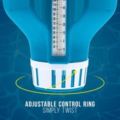U.S. Pool Supply 7″ Pool Floating Chlorine Chemical Dispenser with Thermometer