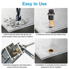 5x Manual Rivet Nut Tool Adapter Carbon Steel Flat Head Threaded Insert Nuts Set