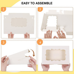 60Pcs Bakery Boxes, 12X8X2.5 Inches 3 Style Cookie Boxes, Treat Containers with