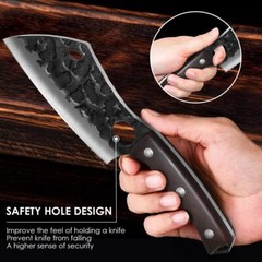 Forged Boning Butcher Knife 5CR15 Steel Serbian Outdoor Camping Cooking Knife