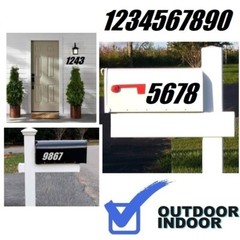 Mailbox Address Numbers Decal Sticker Window Door Wall Sign, IMPACT ITALIC BOLD