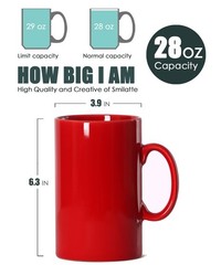 28 OZ Extra Large Ceramic Coffee Mug M018 Classic Porcelain Big Tea Cup Red