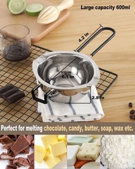 Double Boiler Pot Set, Stainless Steel Melting Pot with Silicone Spatula