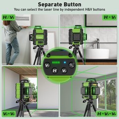 Huepar 3×360° Rechargeable Cross Line Self Leveling Lazer Level for Construction