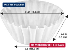 Basket Coffee Filters for 1-4 Cup Coffee Makers, White, 200 Count